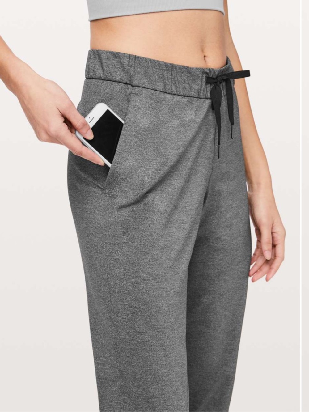 lululemon On The Fly Pant Heathered Black Grey sz 8